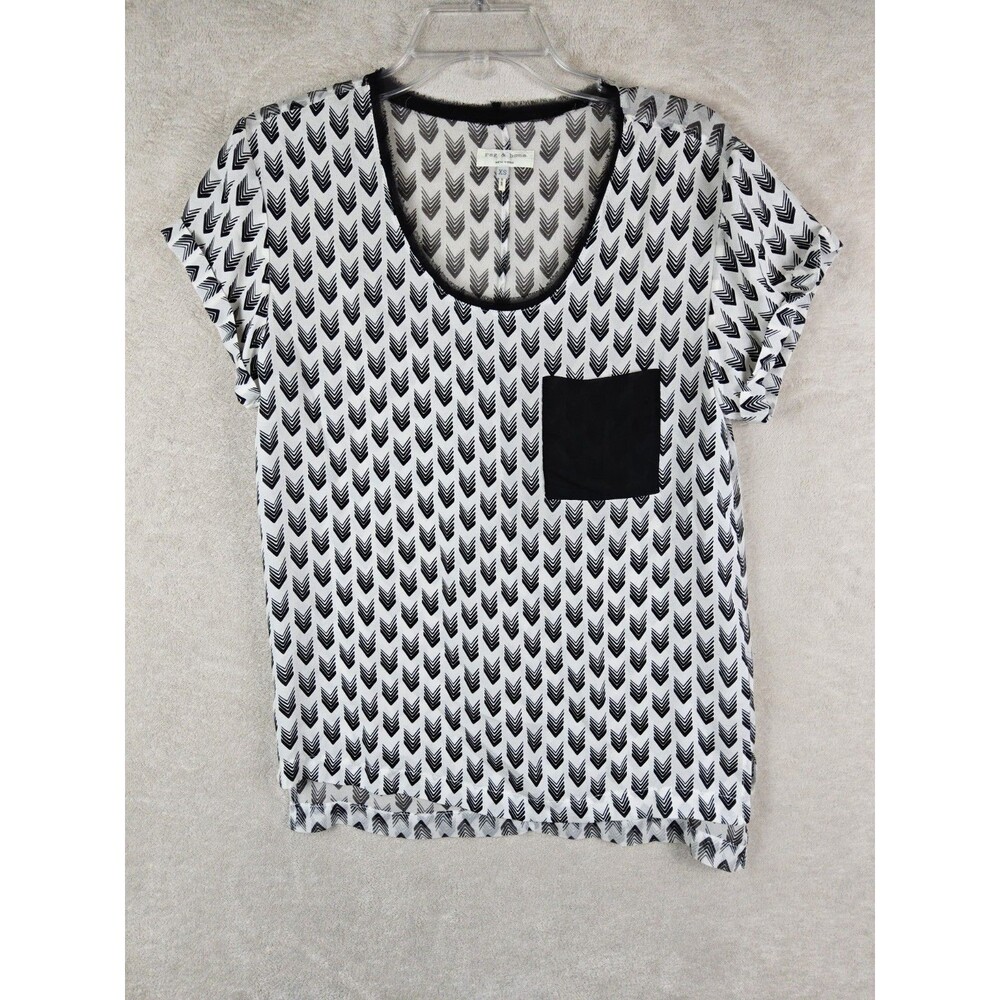 Rag & Bone Women's Short Sleeve 100% Silk Pocket Blouse Top Size XS